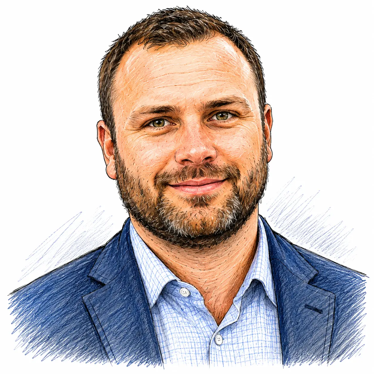 Illustrated headshot of Jason Russell, Founder and CEO of Harmony MSP