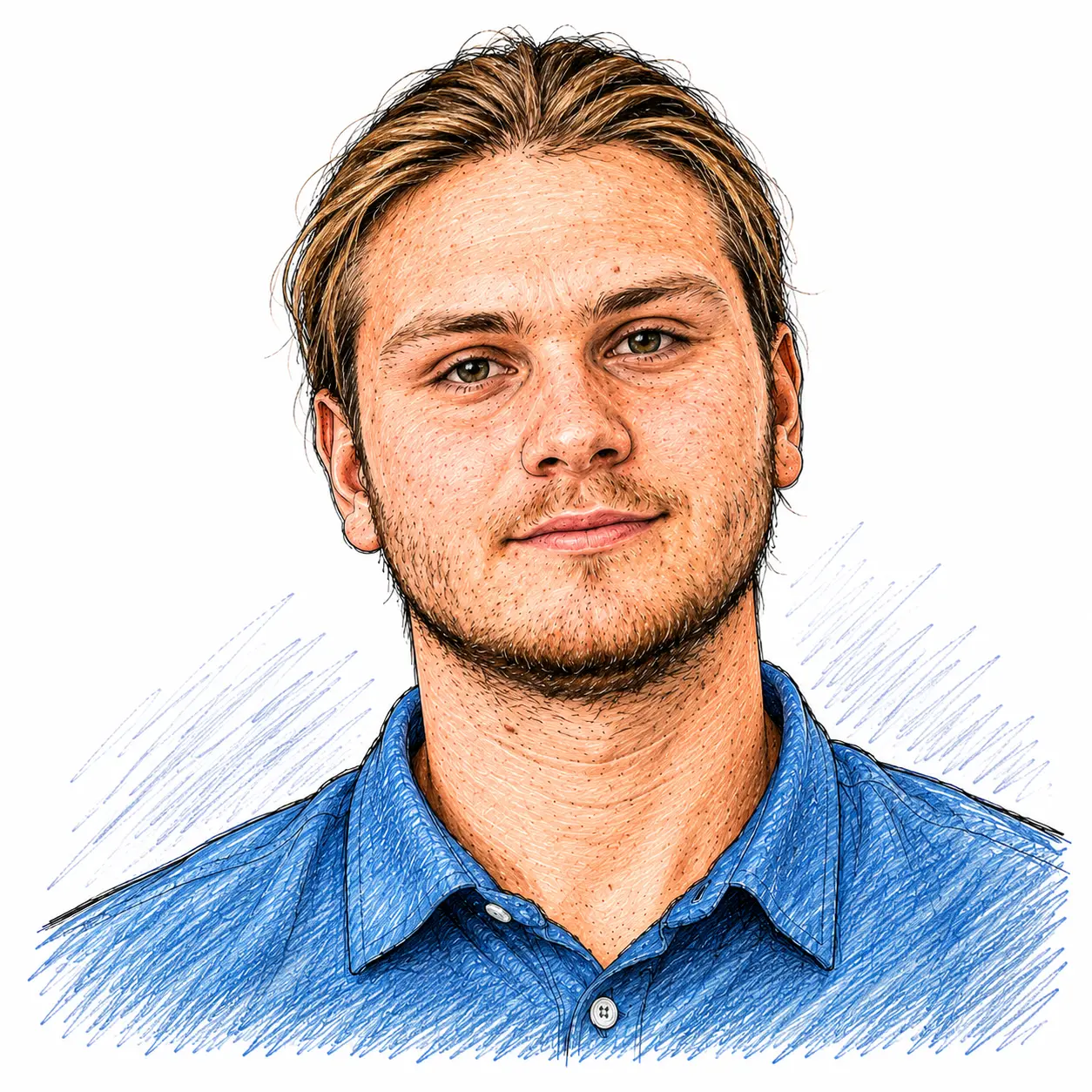 Illustrated headshot of Tyler, Jr. Support Engineer at Harmony MSP